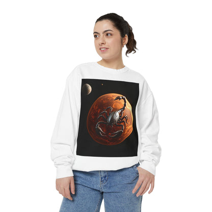 Garment-Dyed Sweatshirt, Unisex, Space Animal Design, Scorpio