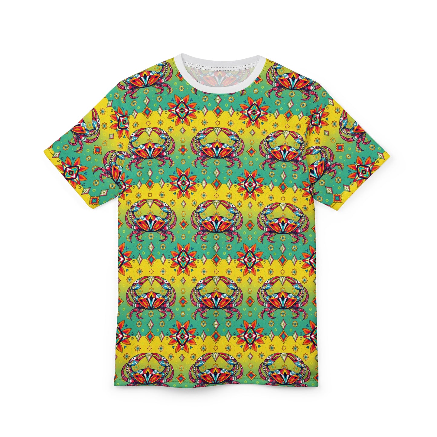Unisex Cut & Sew T-Shirt, (AOP), Cancer, Zodiac v3, Jewels Pattern