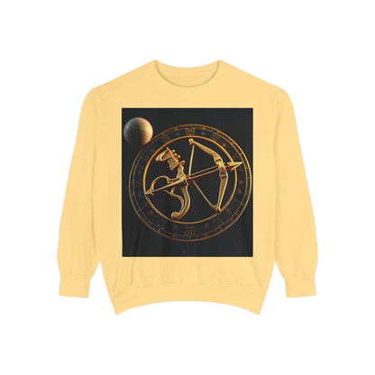 Garment-Dyed Sweatshirt, Unisex, Space Symbol Design, Sagittarius