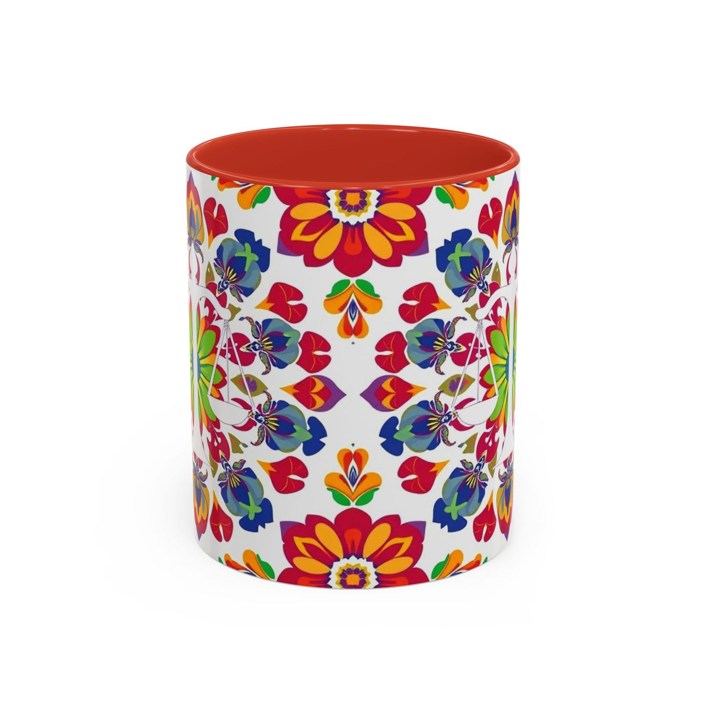Accent Coffee Mug, Libra, Zodiac v1, Flower Pattern, (11, 15oz)