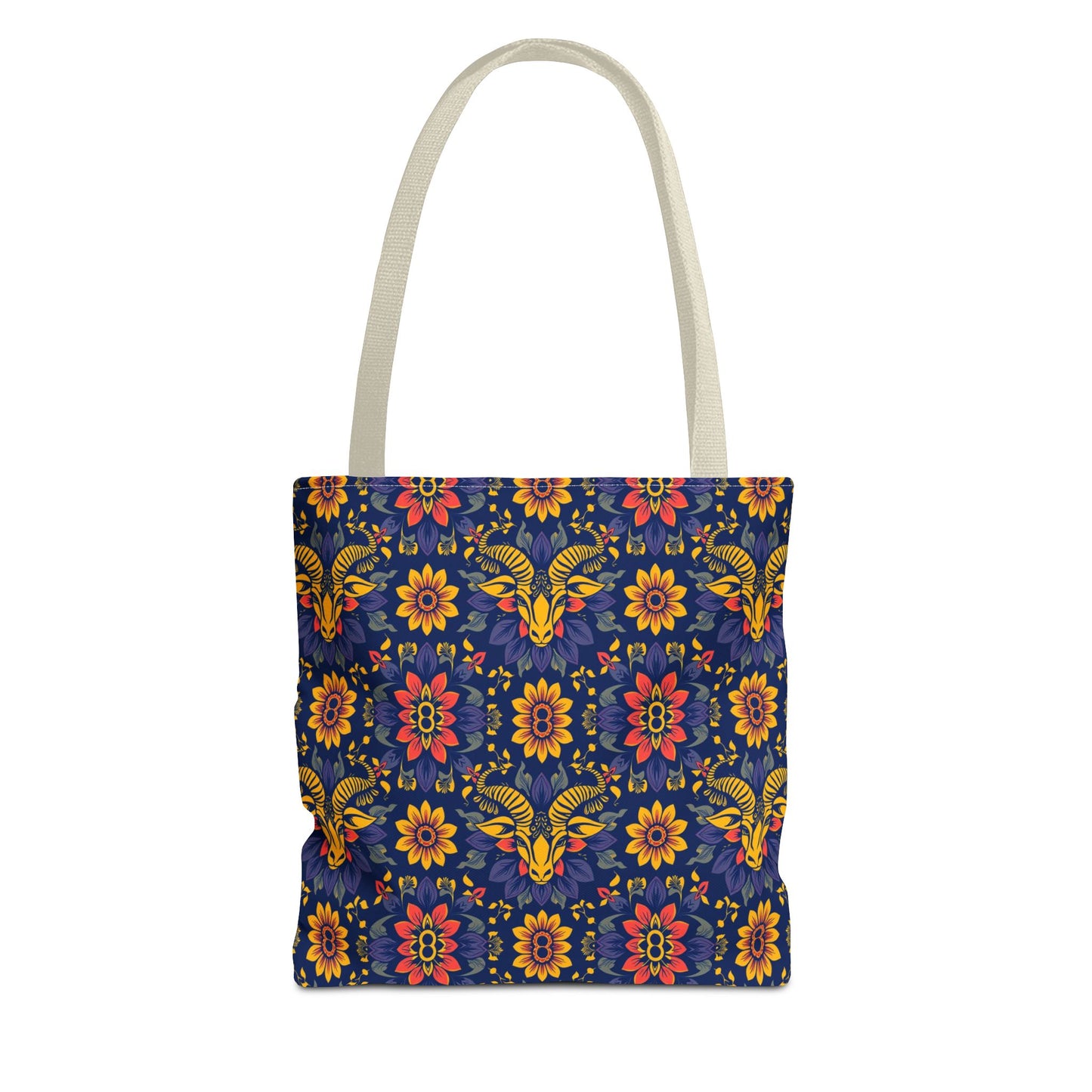 Tote Bag, (AOP), Taurus, Zodiac v3, Flower Pattern