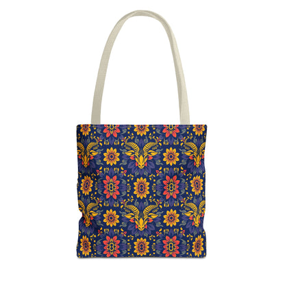 Tote Bag, (AOP), Taurus, Zodiac v3, Flower Pattern