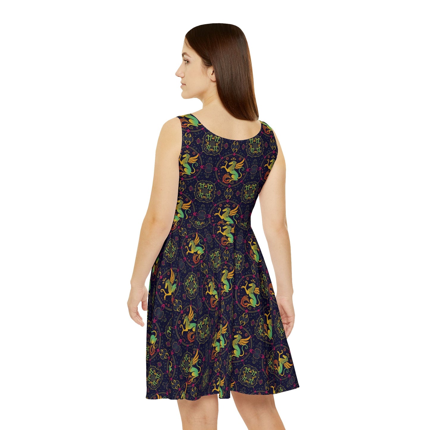 Women's Skater Dress, AOP, Zodiac v1, Virgo, Pattern