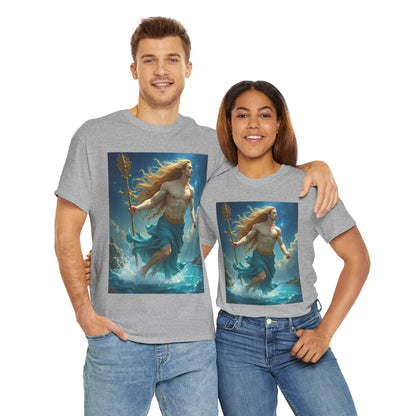 Unisex Heavy Cotton T-Shirt, Realistic, Aquarius Zodiac Design