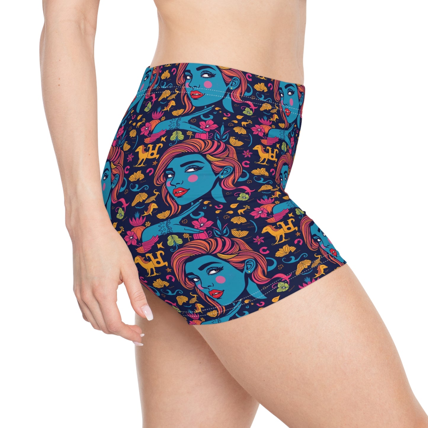 Women's Shorts, (AOP), Aquarius, Zodiac v3, Sexy Pattern