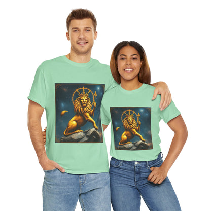 Unisex Heavy Cotton T-Shirt, King of Lions, Leo Zodiac Design