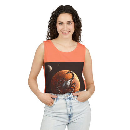 Unisex Garment-Dyed, Tank Top, Scorpio Design, Planet Symbol, 100% US cotton