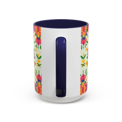 Accent Coffee Mug, Cancer, Zodiac v3, Flower Pattern, (11, 15oz)