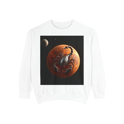 Garment-Dyed Sweatshirt, Unisex, Space Animal Design, Scorpio