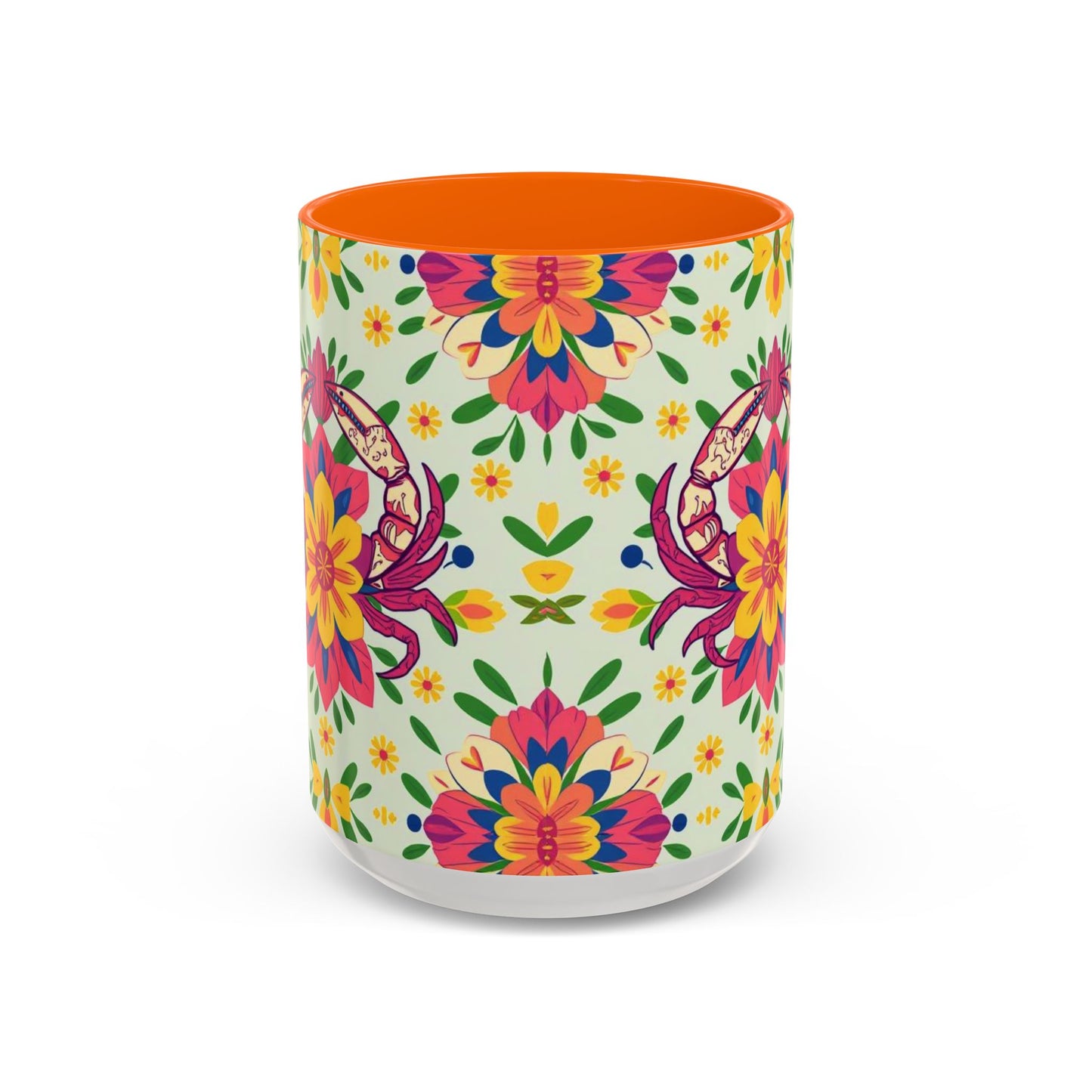 Accent Coffee Mug, Cancer, Zodiac v3, Flower Pattern, (11, 15oz)