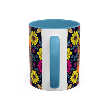 Accent Coffee Mug, Scorpio, Zodiac v3. Flower Pattern, (11, 15oz)