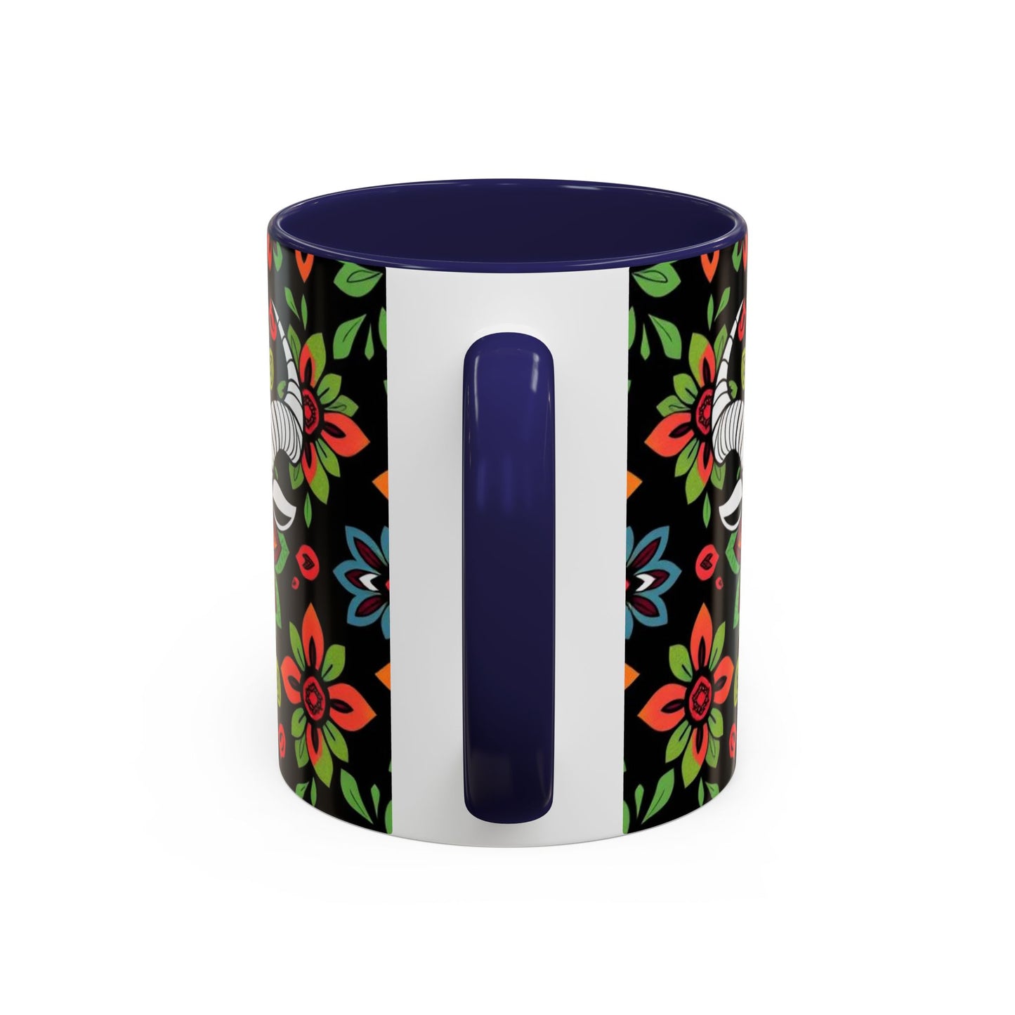Accent Coffee Mug, Taurus, Zodiac v2. Flower Pattern, (11, 15oz)