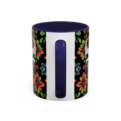 Accent Coffee Mug, Taurus, Zodiac v2. Flower Pattern, (11, 15oz)