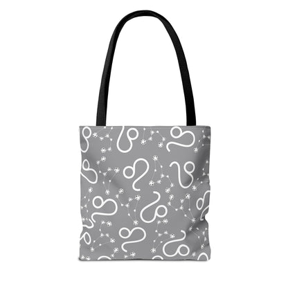 Tote Bag, Leo Zodiac Sign, AOP, (Grey, White)