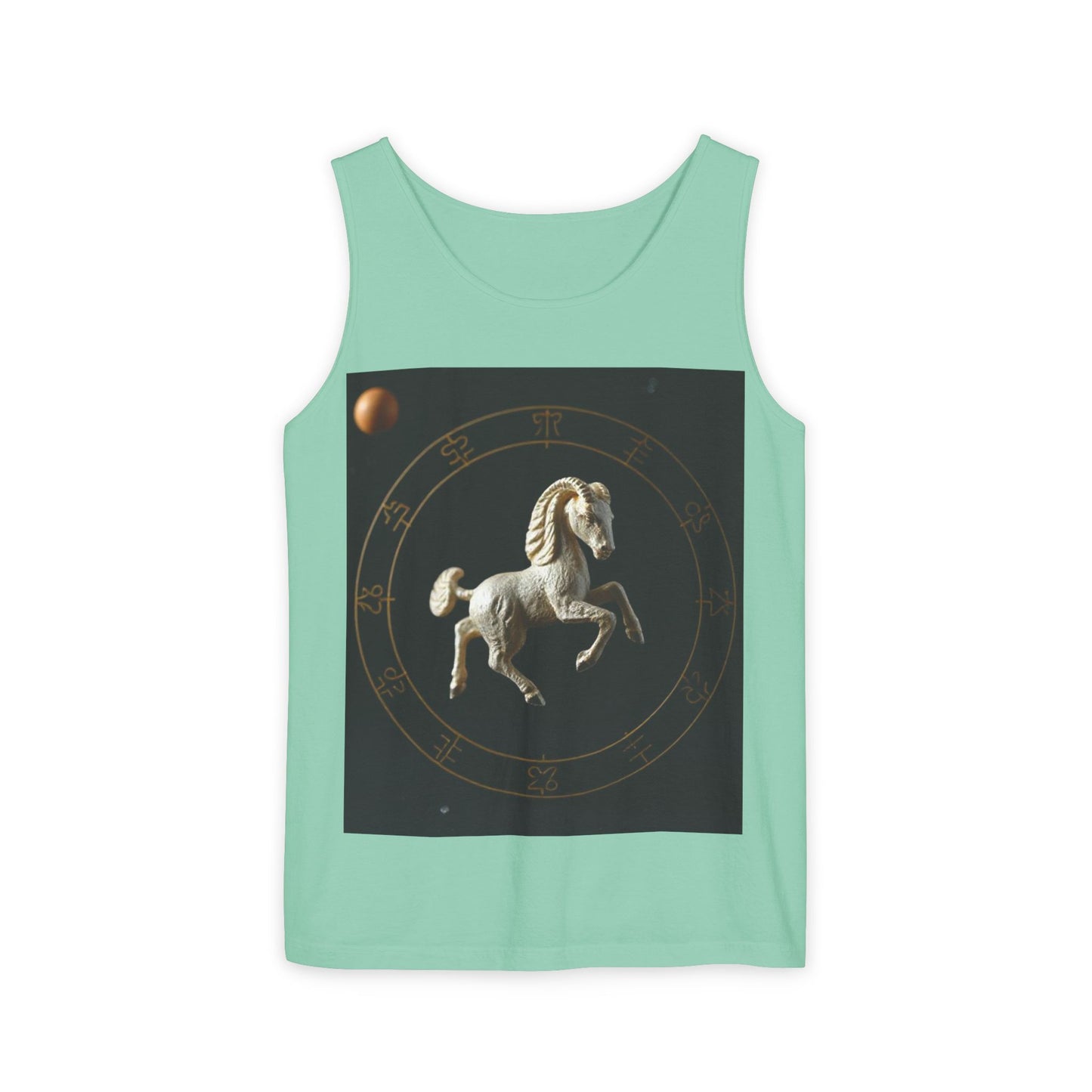 Unisex Garment-Dyed, Tank Top, Capricorn Design, Space Animal, 100% US cotton