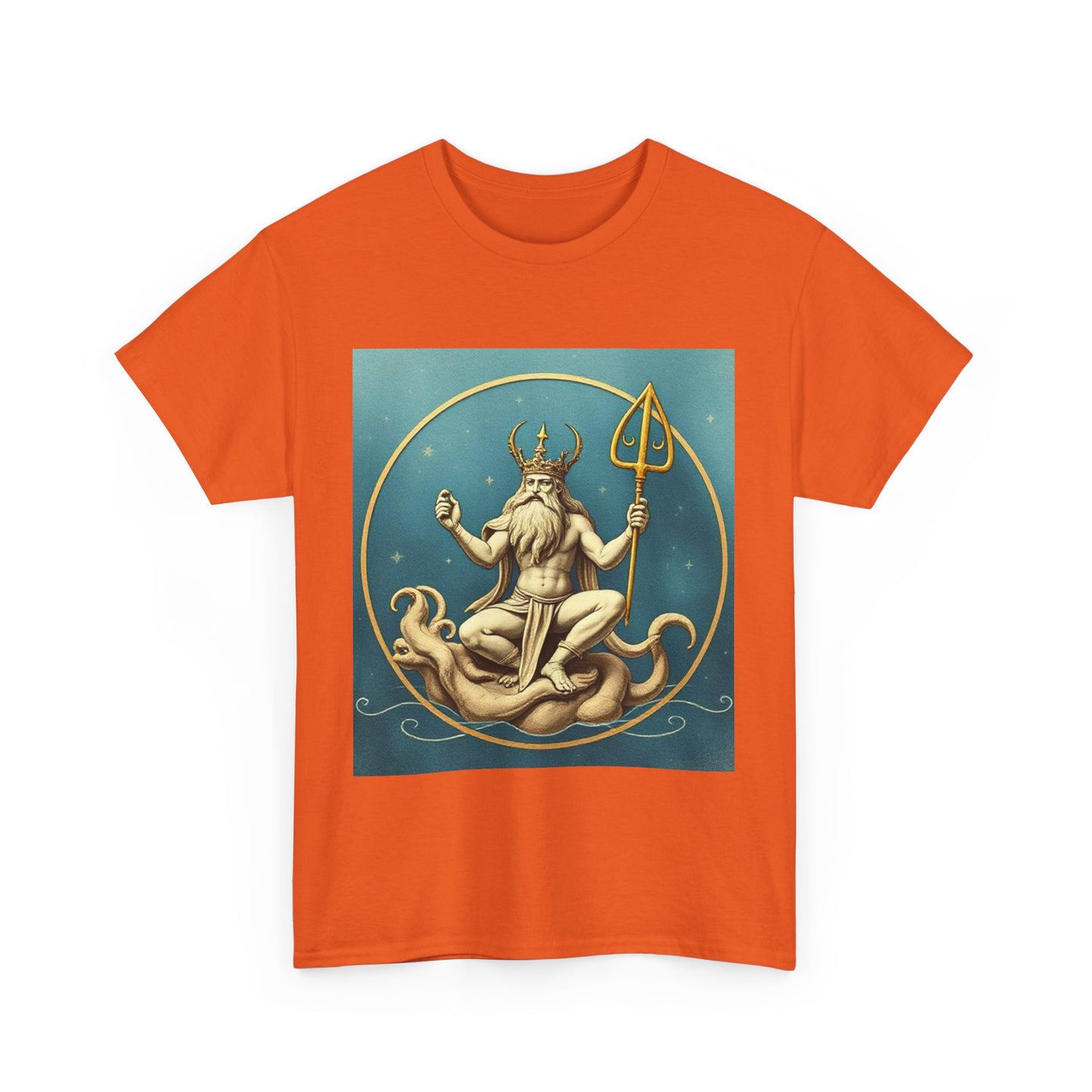 Unisex Heavy Cotton T-Shirt, Aquarius God 3v, Zodiac Design