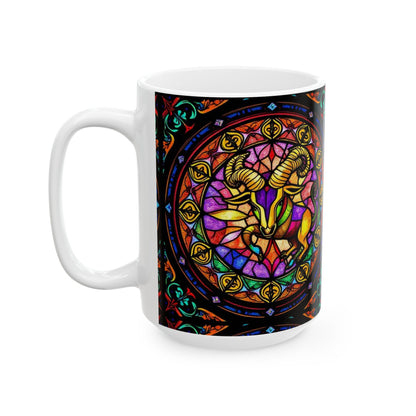 Ceramic Mug, (11oz, 15oz), Ceramic Coffee Mug, AOP, Glass Design, Taurus Zodiac