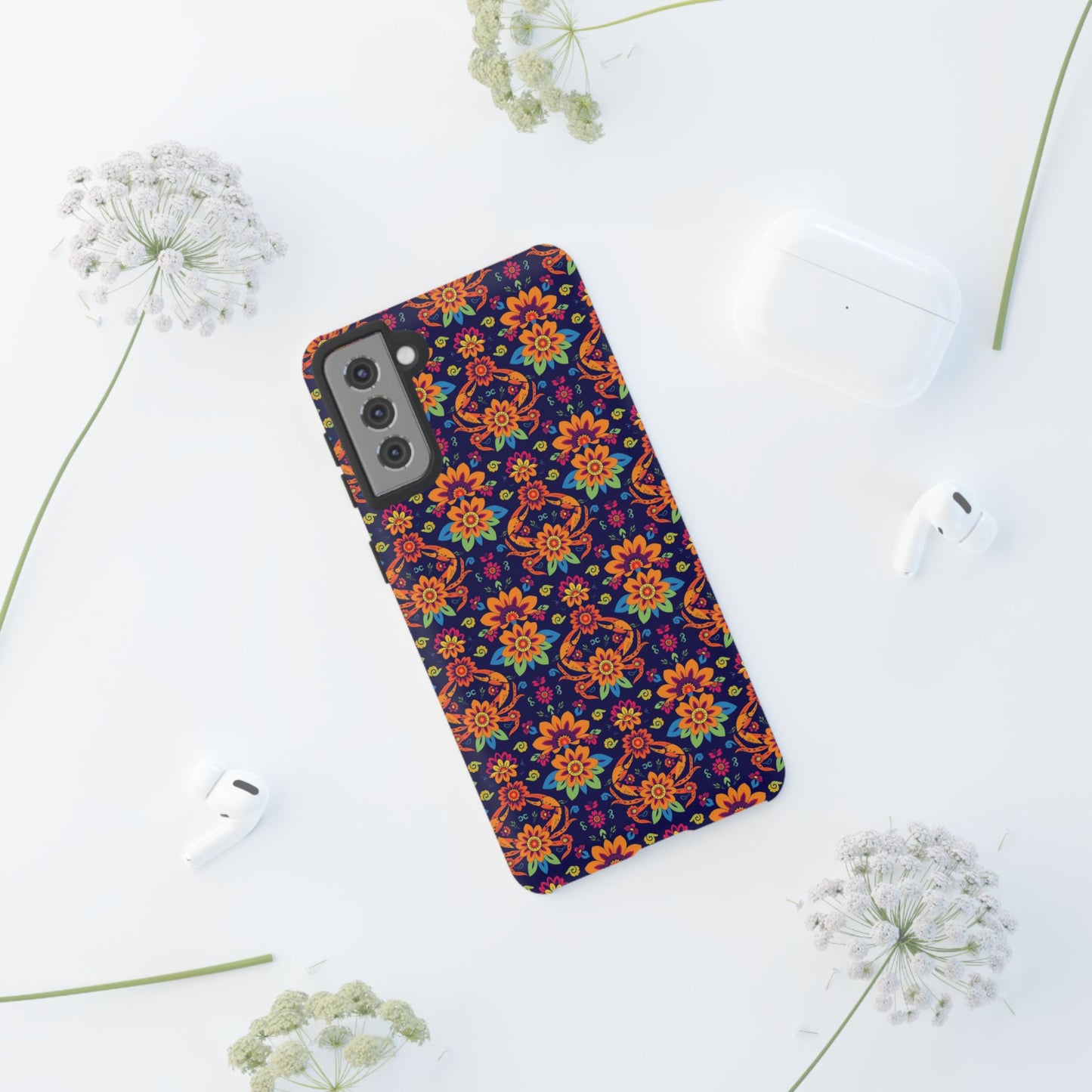 Tough Cases, Cancer, Zodiac, Flower Pattern