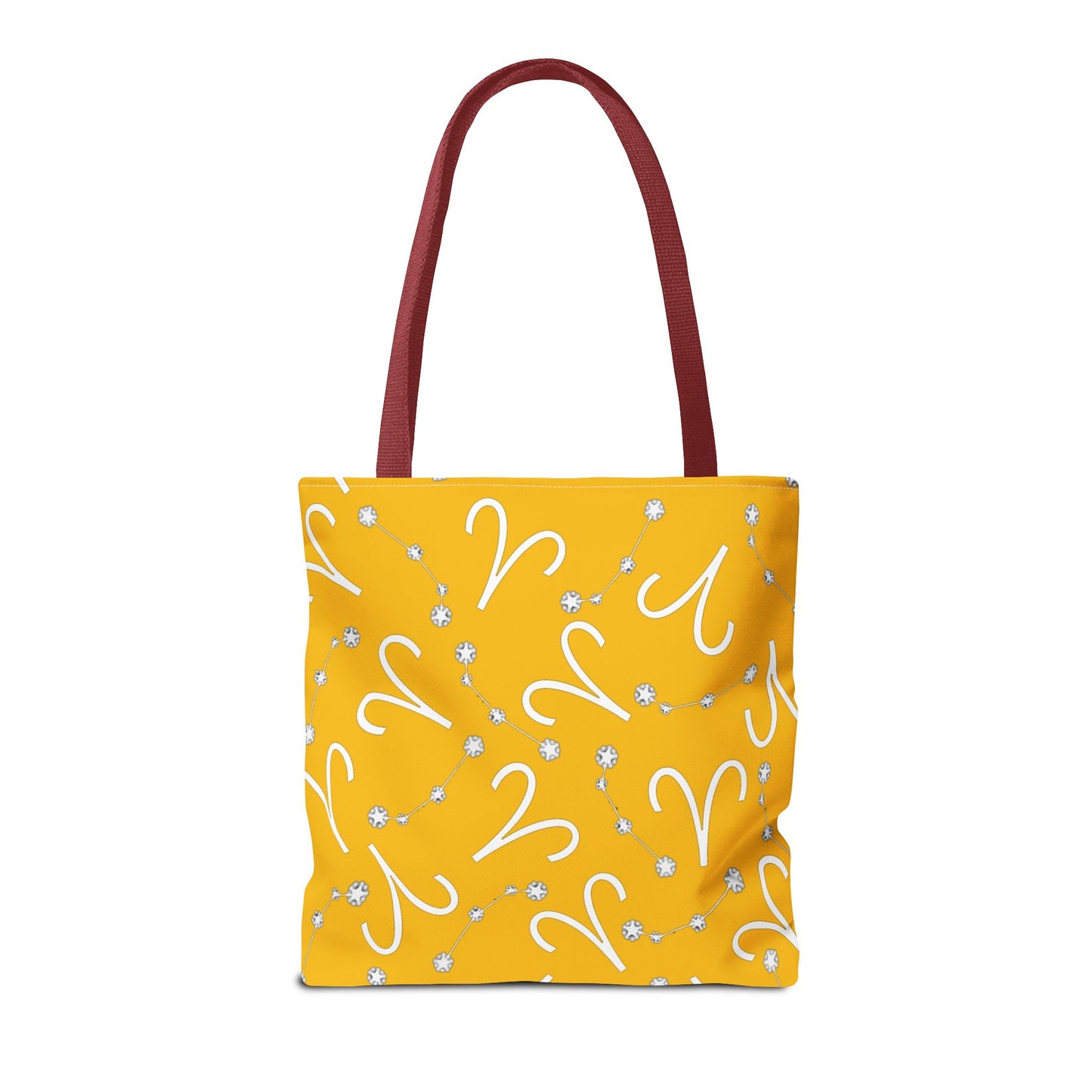 Tote Bag, Aries Zodiac Sign, AOP, (Yellow, White)