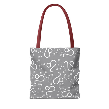 Tote Bag, Leo Zodiac Sign, AOP, (Grey, White)