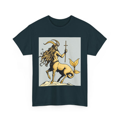 Unisex Heavy Cotton T-Shirt, Capricorn God v3, Zodiac Design