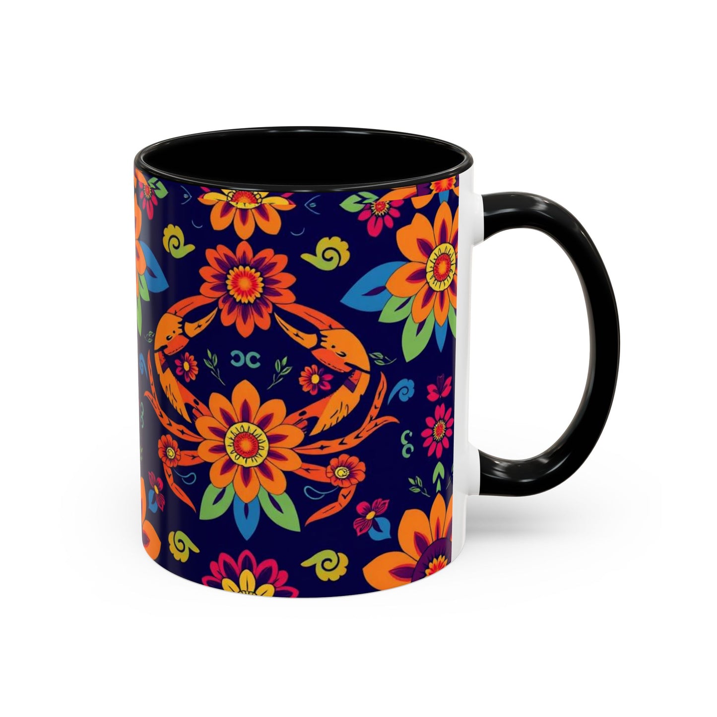 Accent Coffee Mug, Cancer, Zodiac, Flower Pattern, (11, 15oz)