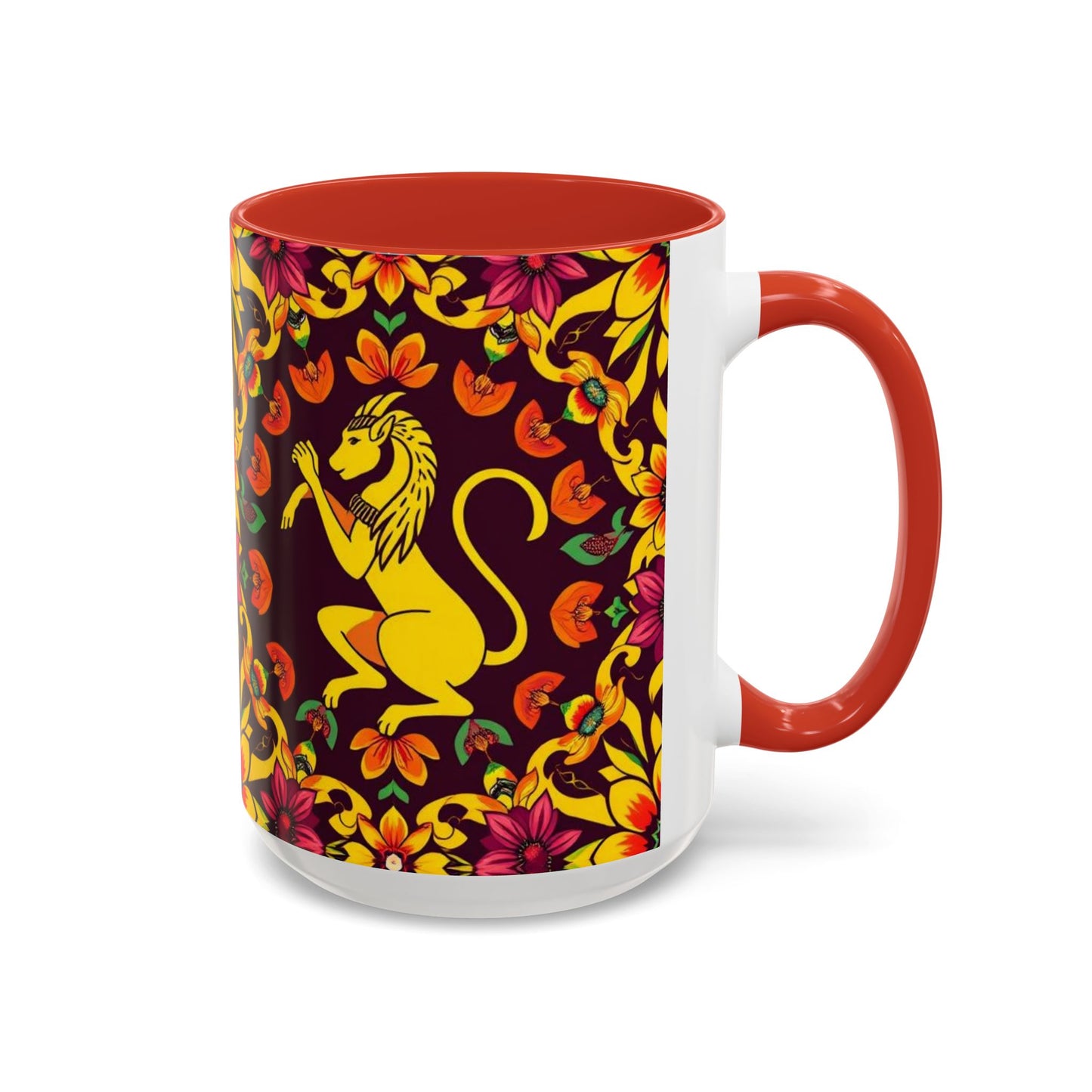 Accent Coffee Mug, Virgo, Zodiac v1. Flower Pattern, (11, 15oz)