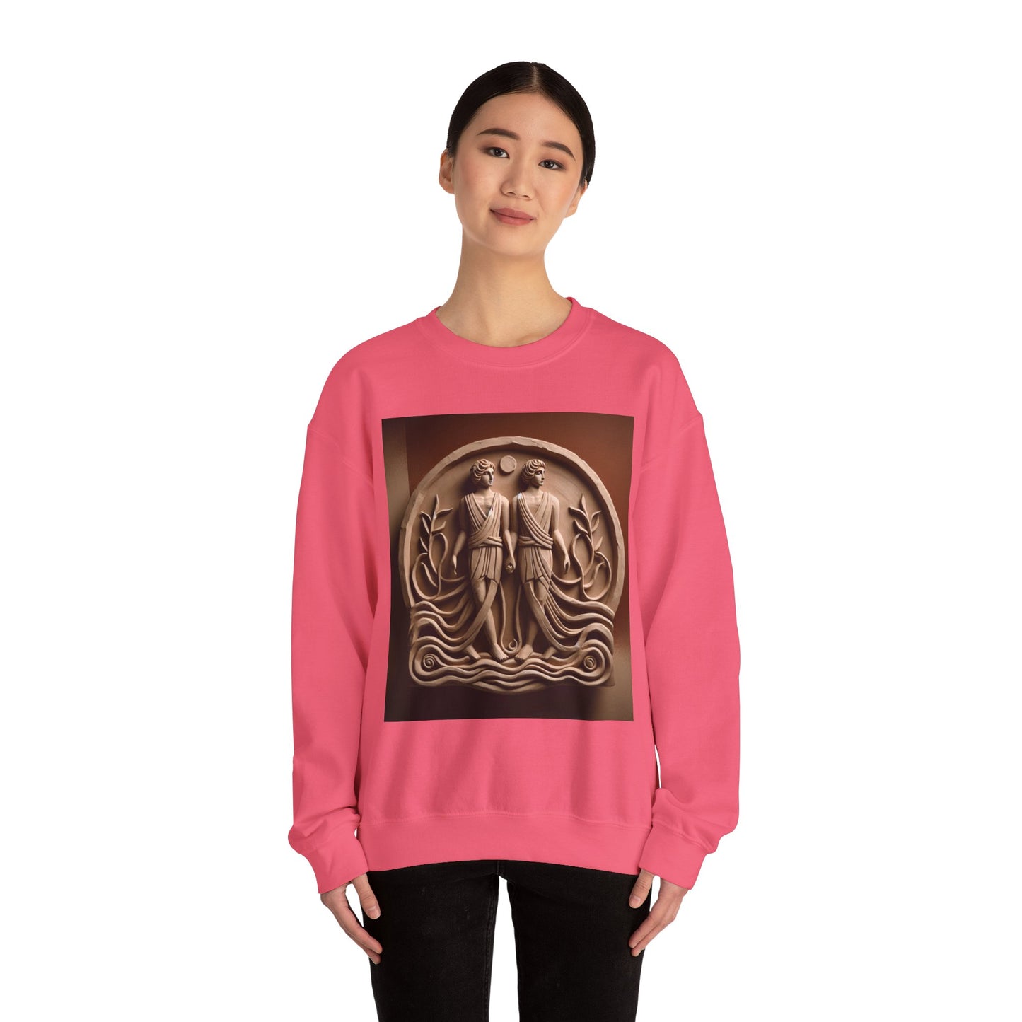 Unisex Heavy Blend™ Crewneck Sweatshirt, Stone Twins, Gemini Zodiac Design
