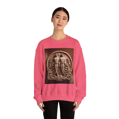 Unisex Heavy Blend™ Crewneck Sweatshirt, Stone Twins, Gemini Zodiac Design