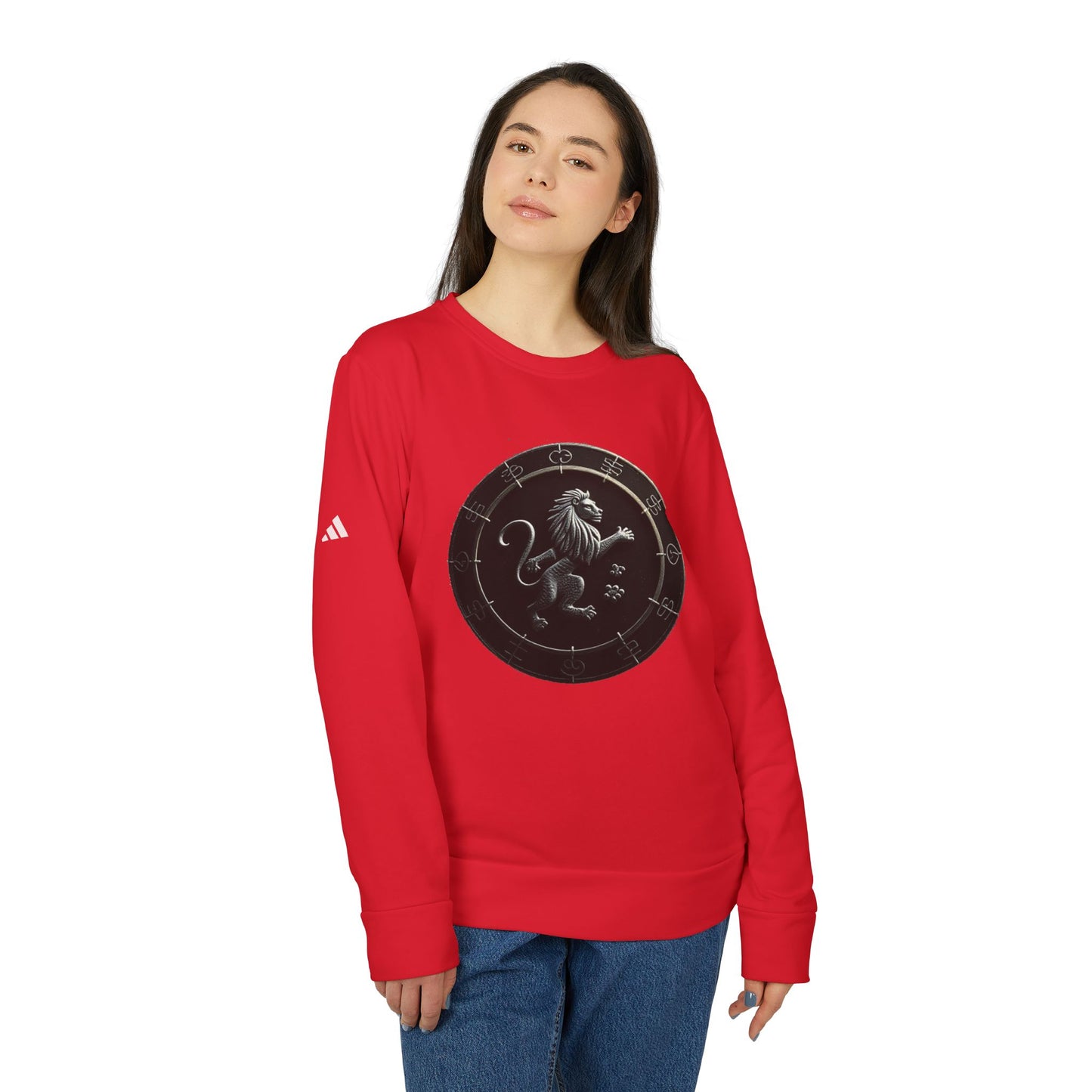 Adidas, Unisex Fleece Crewneck Sweatshirt, Leo, Space Animal, Zodiac