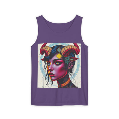 Unisex Garment-Dyed, Tank Top, Taurus Design, Pop Art v2, 100% US cotton