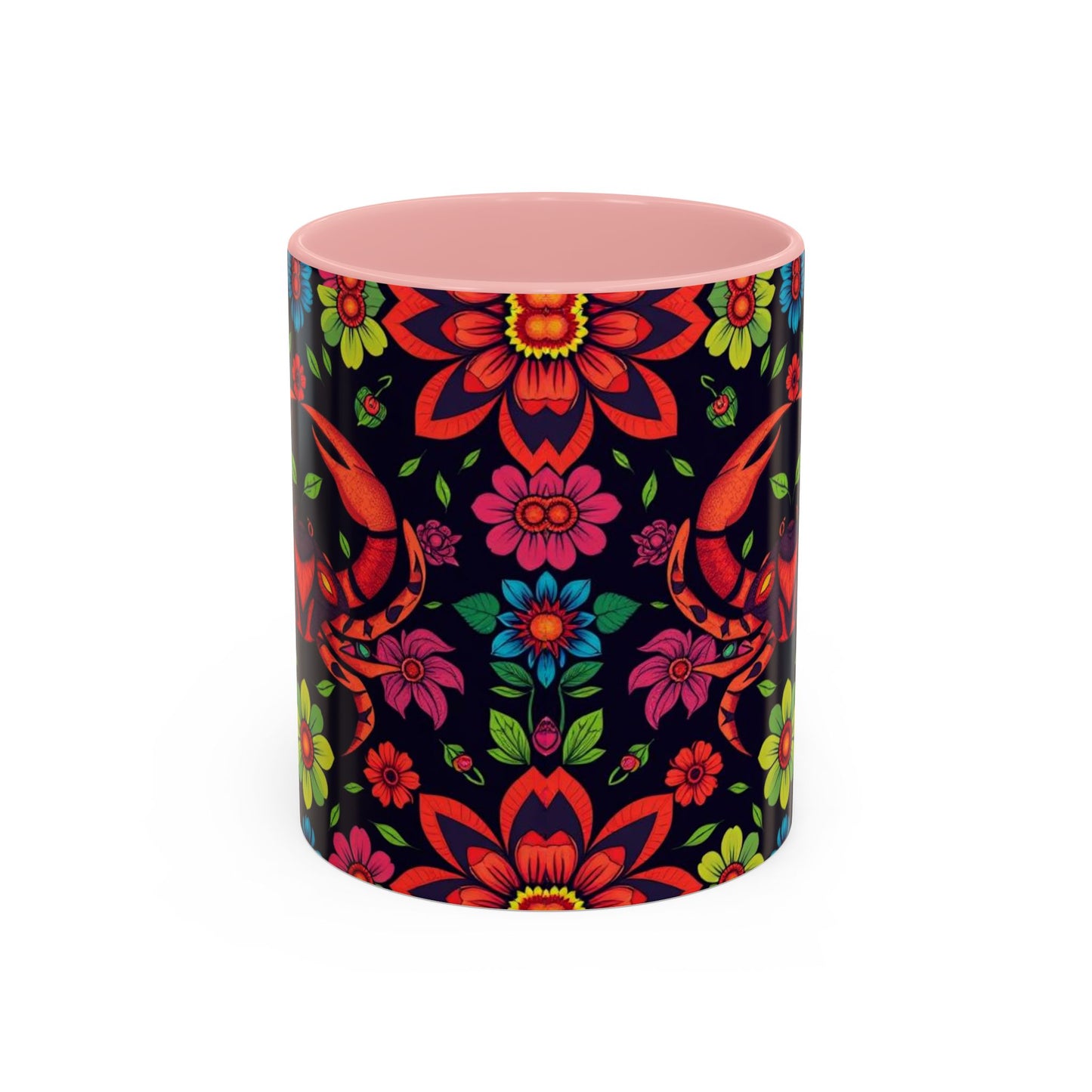 Accent Coffee Mug, Cancer, Zodiac v4, Flower Pattern, (11, 15oz)