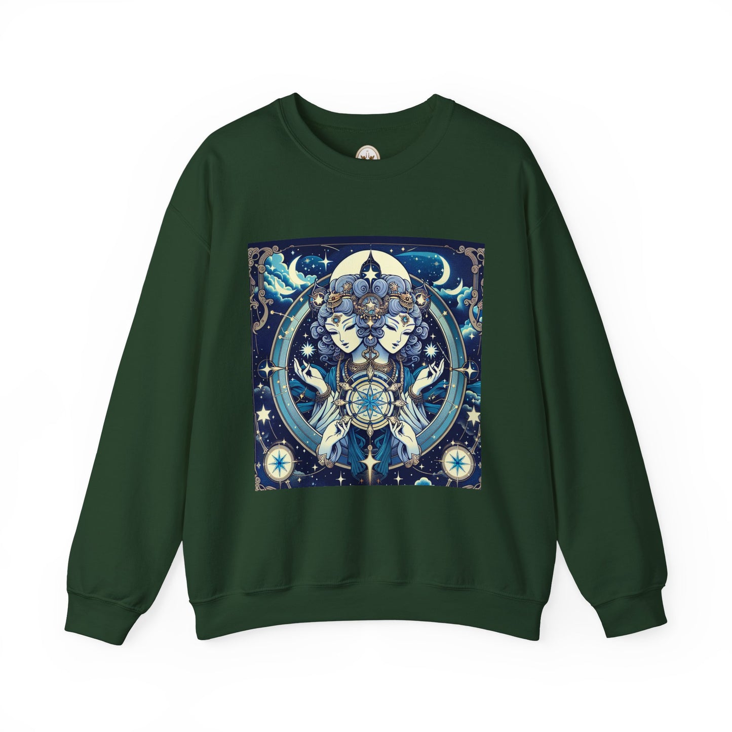 Unisex Heavy Blend™ Crewneck Sweatshirt,Twin Body, Gemini Zodiac Design