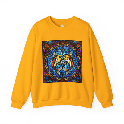 Unisex Heavy Blend™ Crewneck Sweatshirt, Glass 1, Pisces Zodiac Design