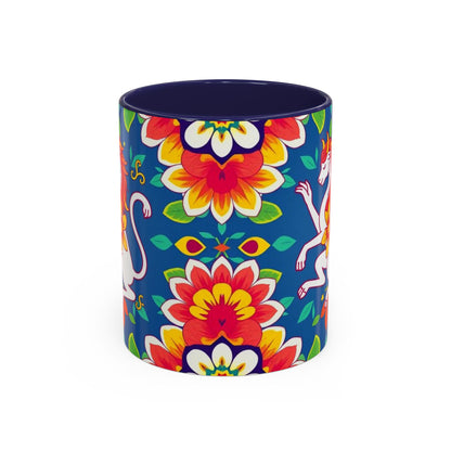 Accent Coffee Mug, Virgo, Zodiac v3. Flower Pattern, (11, 15oz)