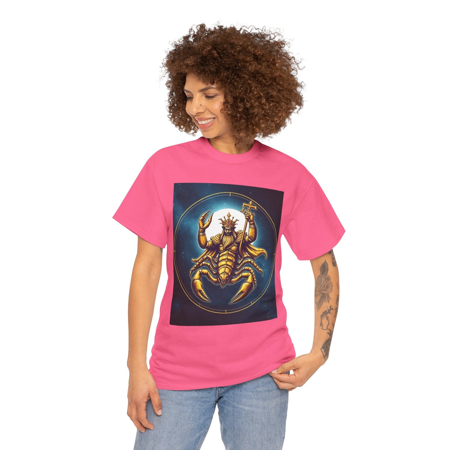 Unisex Heavy Cotton T-Shirt, Moon, Scorpio Zodiac Design