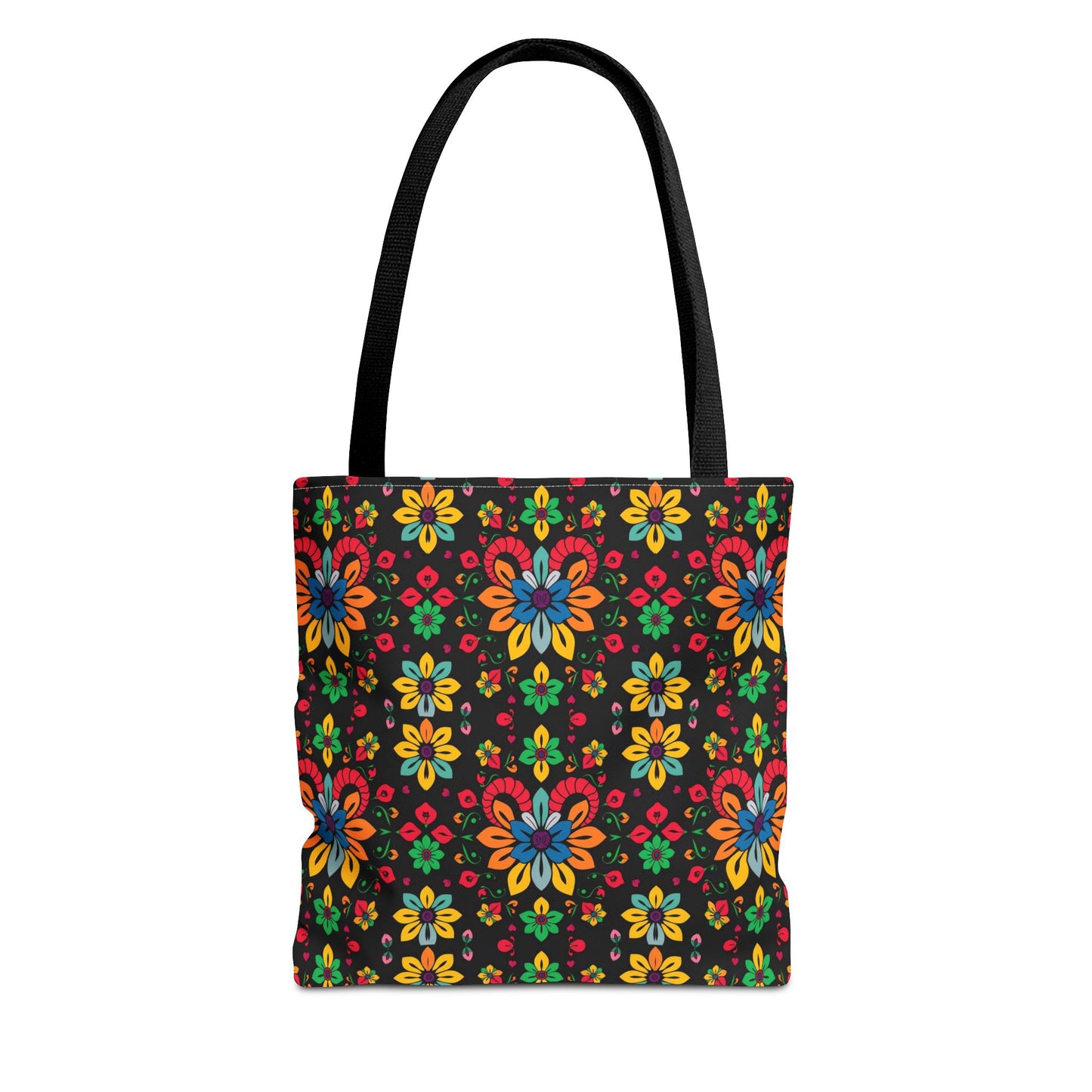 Tote Bag, (AOP), Aries, Zodiac v3, Flower Pattern