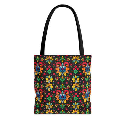 Tote Bag, (AOP), Aries, Zodiac v3, Flower Pattern