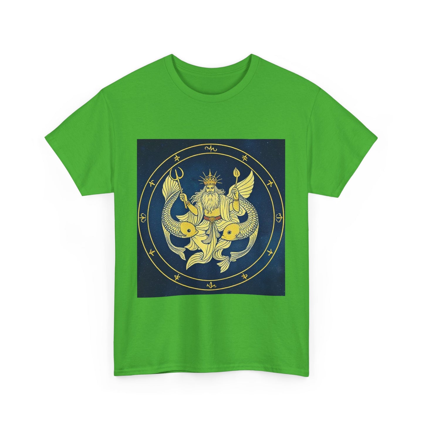 Unisex Heavy Cotton T-Shirt, King of Pisces, Zodiac Design