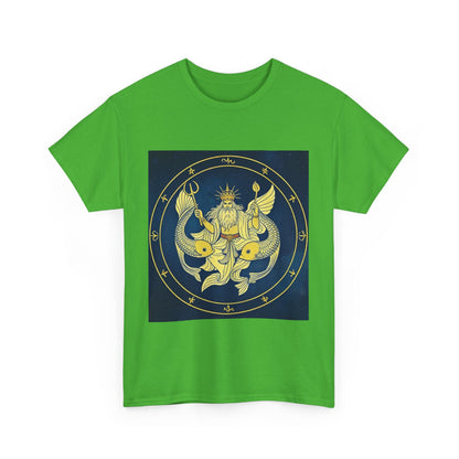 Unisex Heavy Cotton T-Shirt, King of Pisces, Zodiac Design