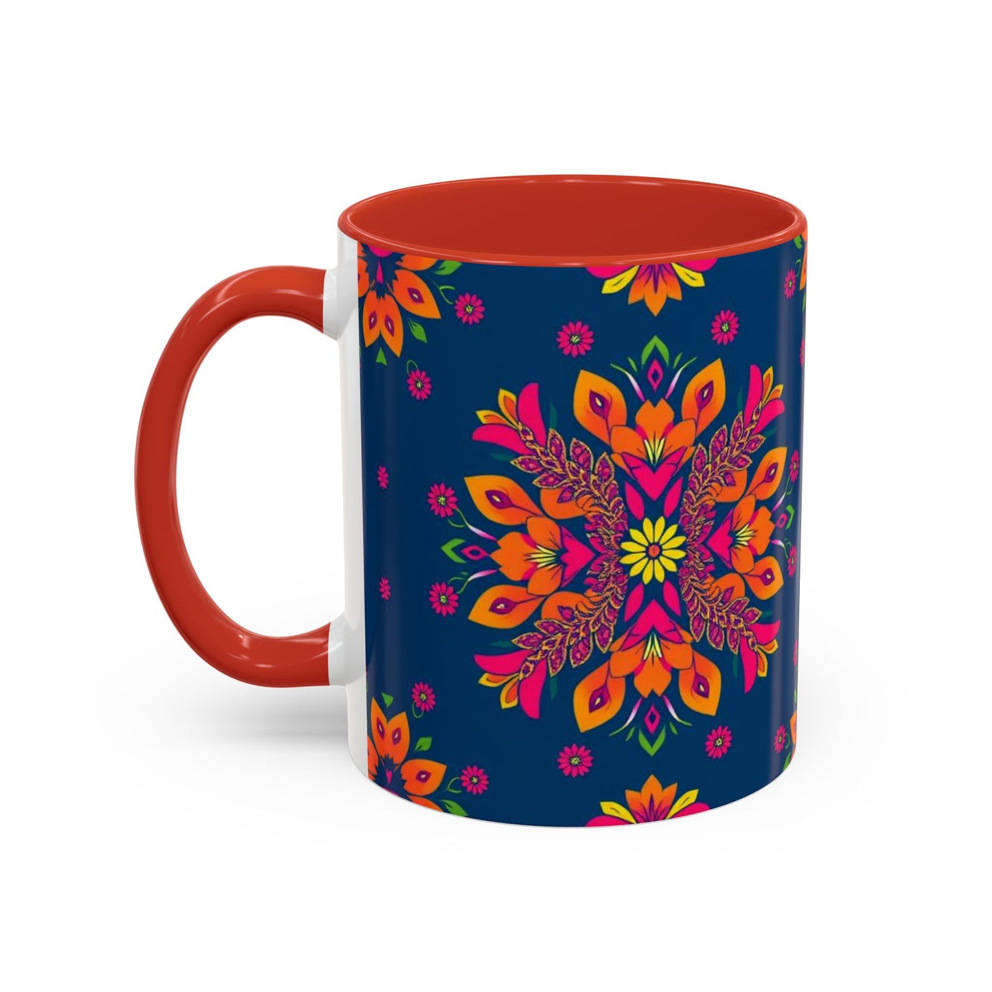 Accent Coffee Mug, Gemini, Zodiac v2, Flower Pattern, (11, 15oz)