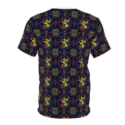 Unisex Cut & Sew T-Shirt, AOP, Virgo, Zodiac v1, Pattern