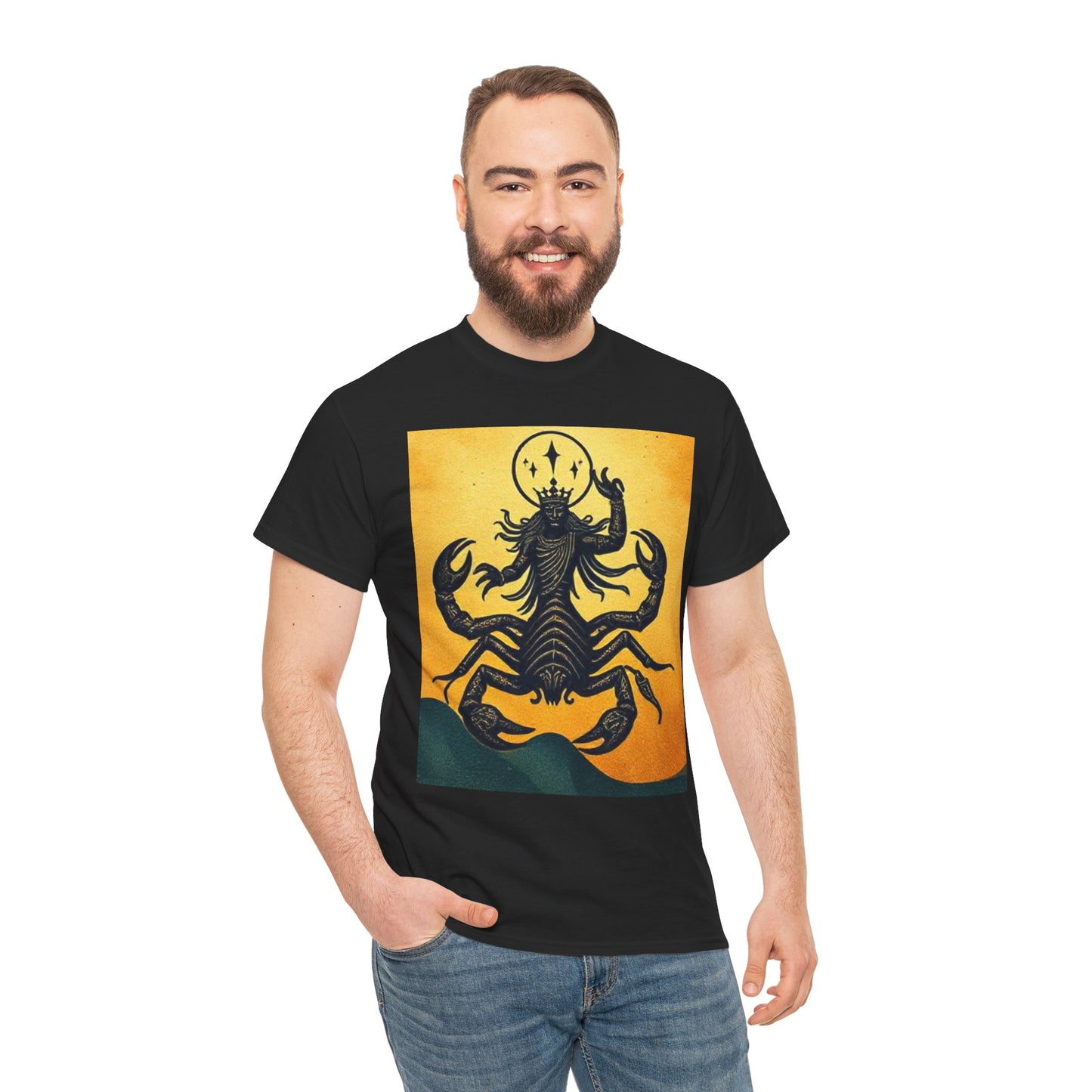 Unisex Heavy Cotton T-Shirt, Scorpion King, Print Art, Scorpio Zodiac Design