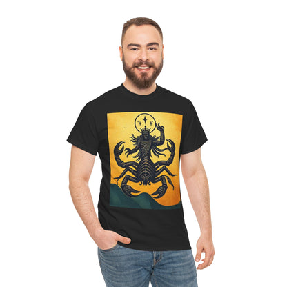 Unisex Heavy Cotton T-Shirt, Scorpion King, Print Art, Scorpio Zodiac Design