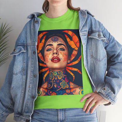 Unisex Heavy Cotton T-Shirt, Cancer, Zodiac v2, Sexy Art