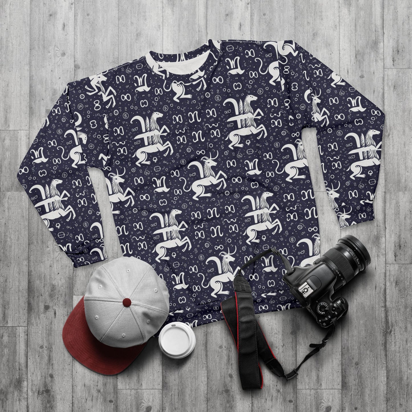 Unisex Sweatshirt, Zodiac Design, Pattern, Aquarius, AOP