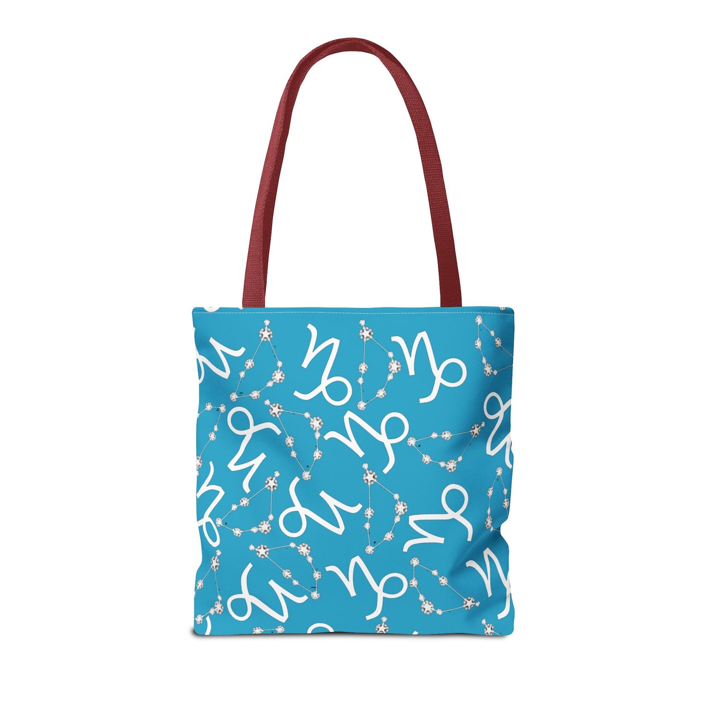 Tote Bag, Capricorn Zodiac Sign, AOP, (Turquoise, White)