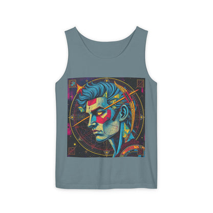 Unisex Garment-Dyed, Tank Top, Sagittarius Design, Pop Art v1, 100% US cotton