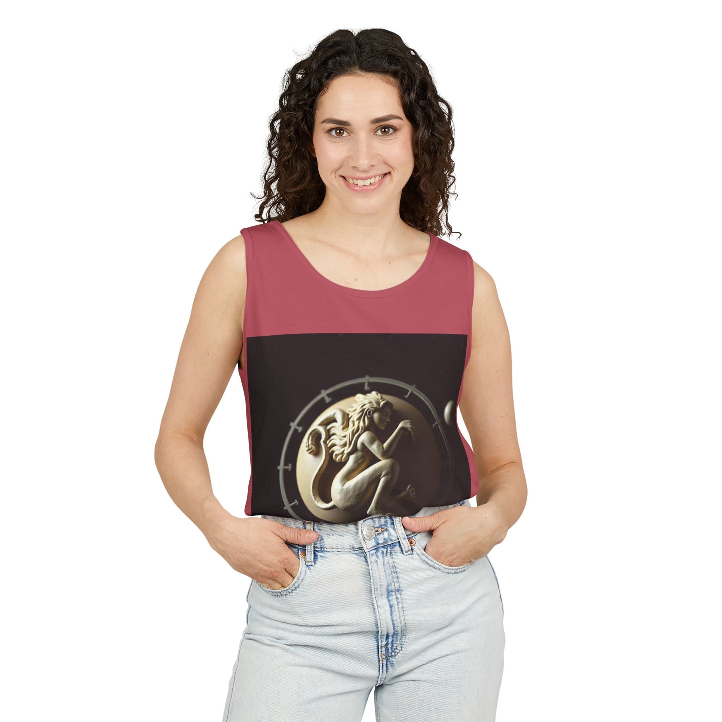 Unisex Garment-Dyed, Tank Top, Virgo Design, Planet Symbol, 100% US cotton