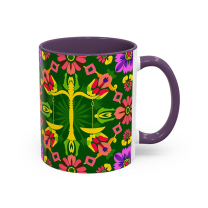 Accent Coffee Mug, Libra, Zodiac, Flower Pattern, (11, 15oz)